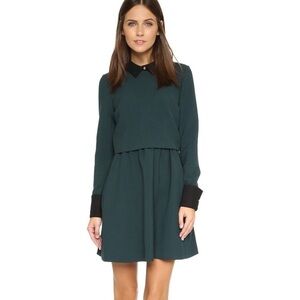 Rachel Zoe Vintage Style Green Layered Collar Dress. Size 4
